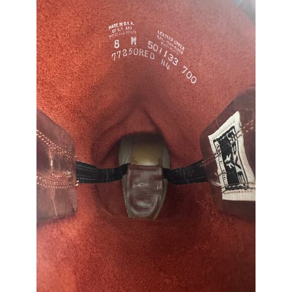 Frye Vintage Red Leather Square Toe Harness Boots 8 - Picture 8 of 12